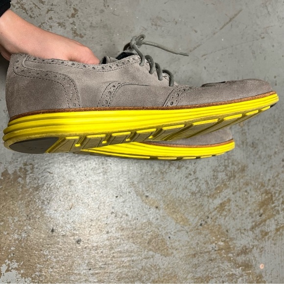 Cole Haan Lunargrand Mens Derby Shoes Gray Wingtip Suede Sneakers Size 10.5 EUC main image 4